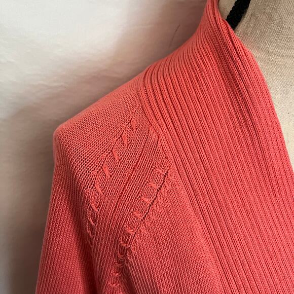 VINTAGE TALBOTSCotton Cardigan Womens Sweater Sz Large Orange Granny Core Open - Picture 5 of 11